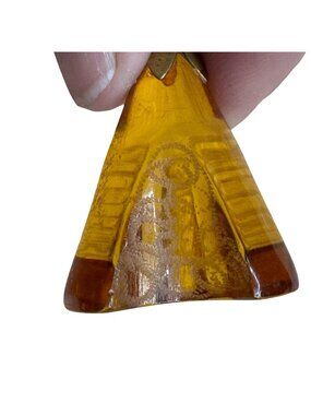 Vintage Carved Amber Color Resin Carved Hat Pin Engraved Design Art Deco Nouveau